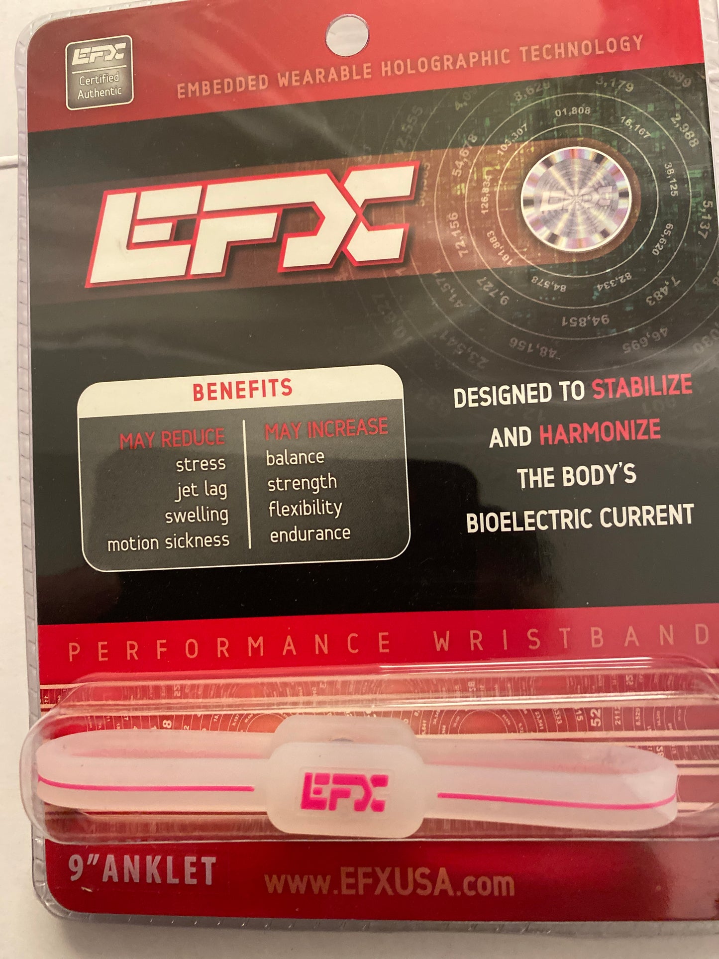 EFX Anklet, gennemsigtig / Pink, 9"